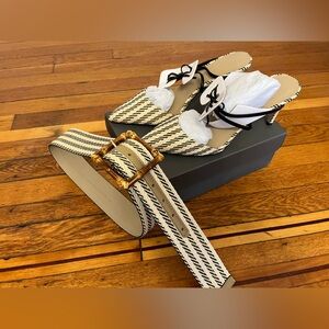 Ann Taylor 2 Trim Mules, 9M with Bamboo Buckle belt XS/ S